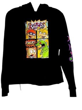 RUGRATS NICKELODEON Sweatshirt Hoodie XL KIDS Black Unisex Cropped Pullover